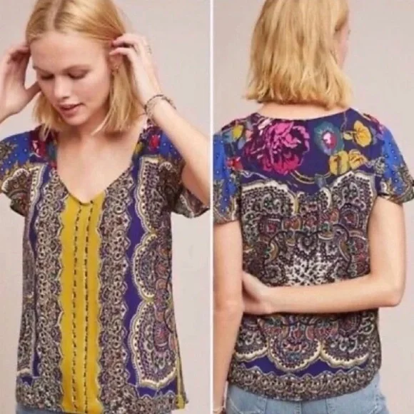 Anthropologie Moulinette Soeurs Teresita Blouse sz8 - Picture 1 of 6